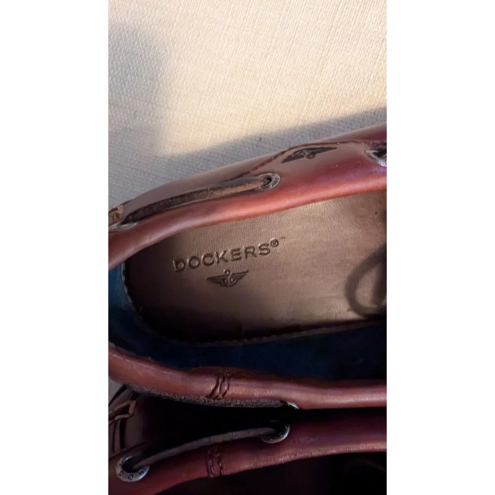 Dockers Castaway Leather Boat Lace Shoes Brown Size 9M Nautical Preppy
